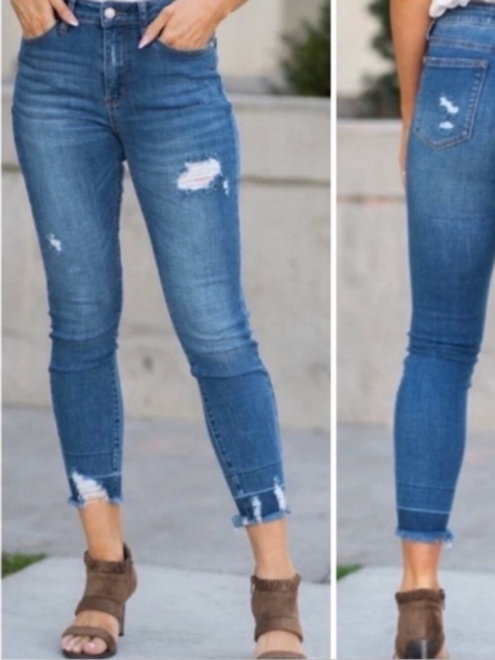 NWT JUDY BLUE high waist skinny fit distressed jeans (1/25)